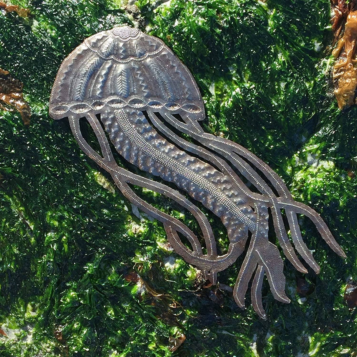 JellyFish Nautical Beach Theme Art, Handmade  7" x 17"