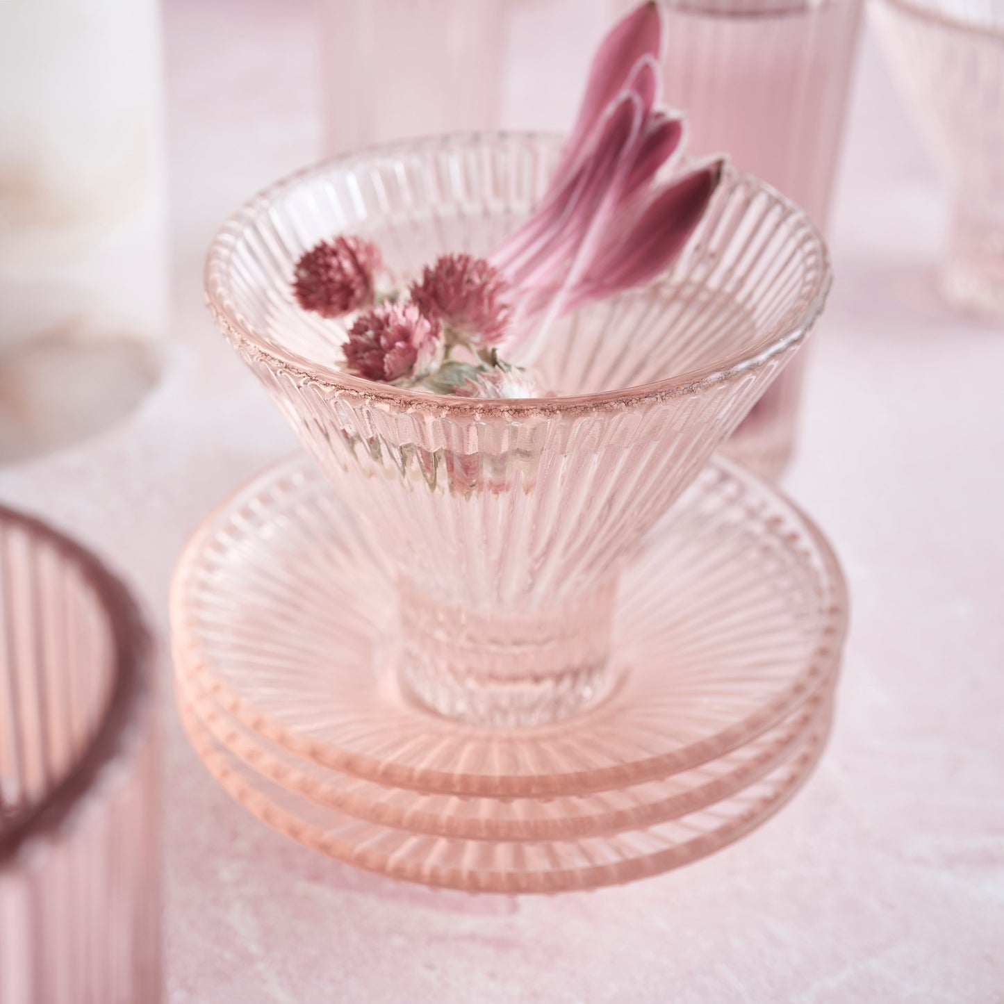 Pressed Pink Martini Glasses - Set of 4