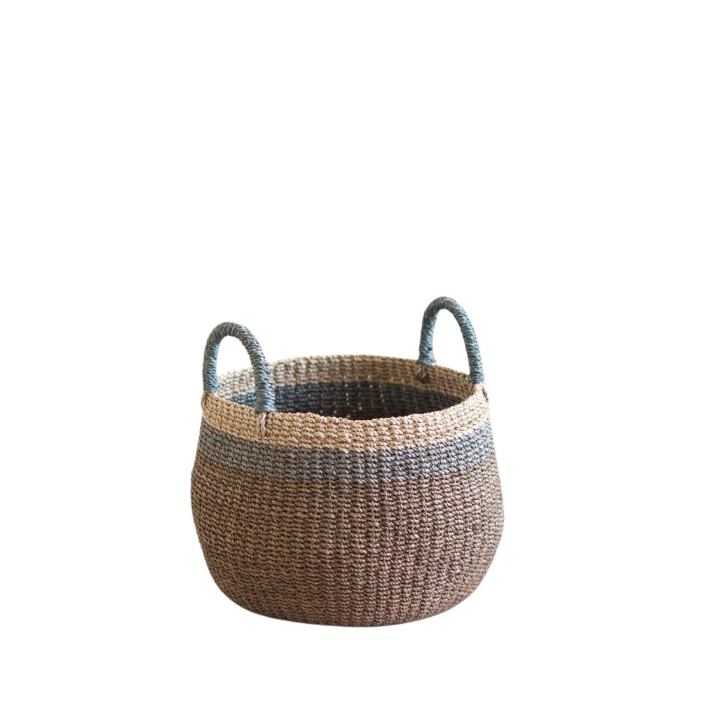Brown Tabletop Bulge Basket with Handle