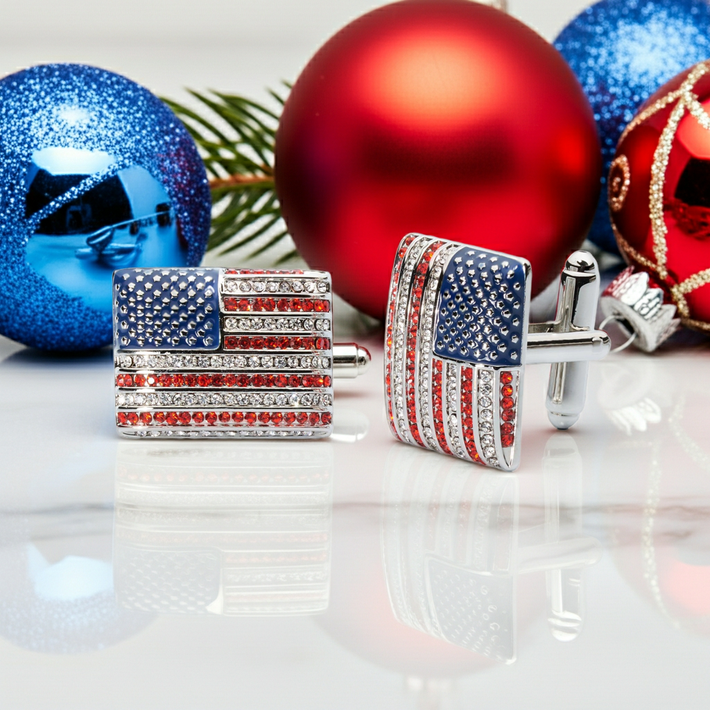 Stars & Stripes Crystal Cufflinks