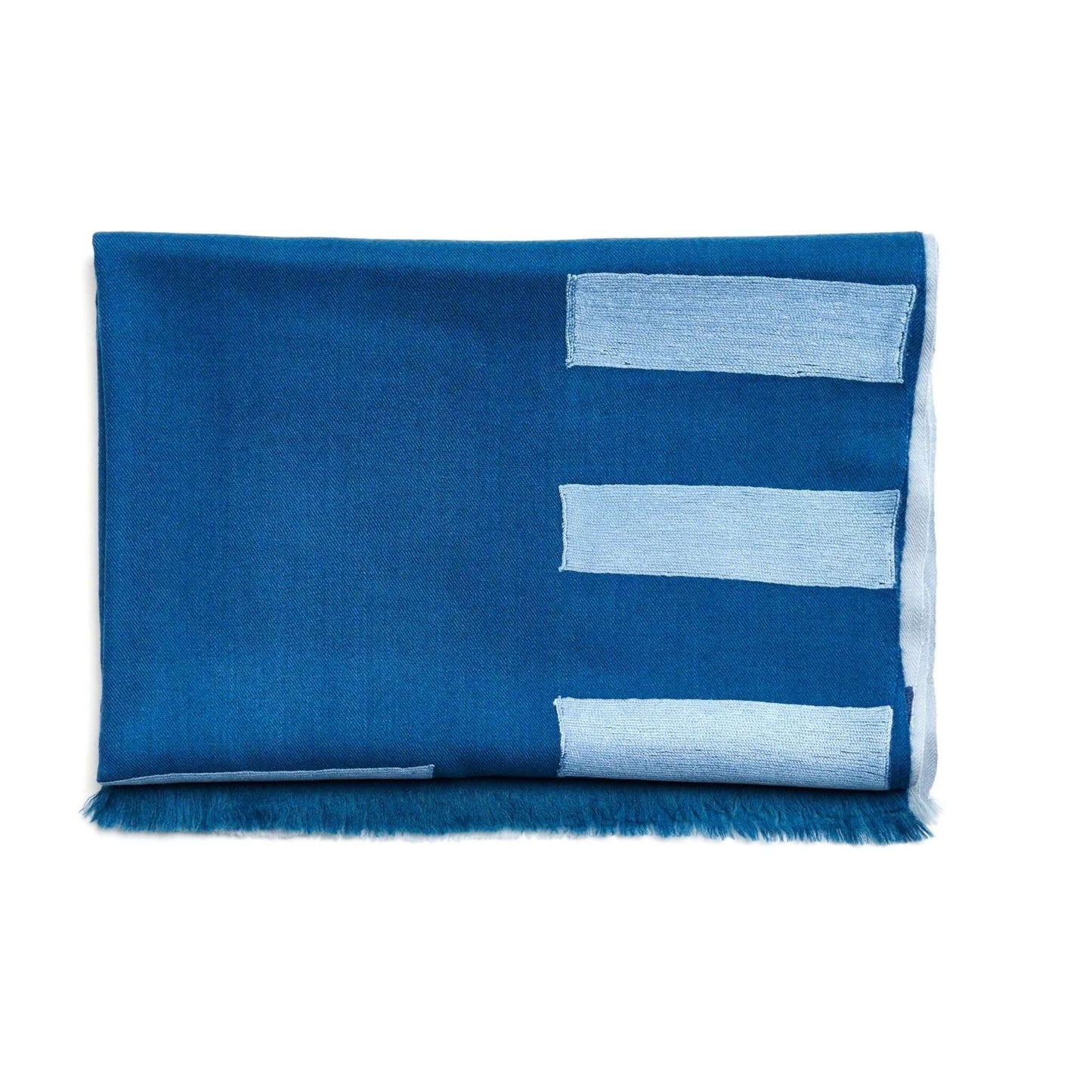 Harbor Blue Hand Embroidered Modern Artisanal Scarf