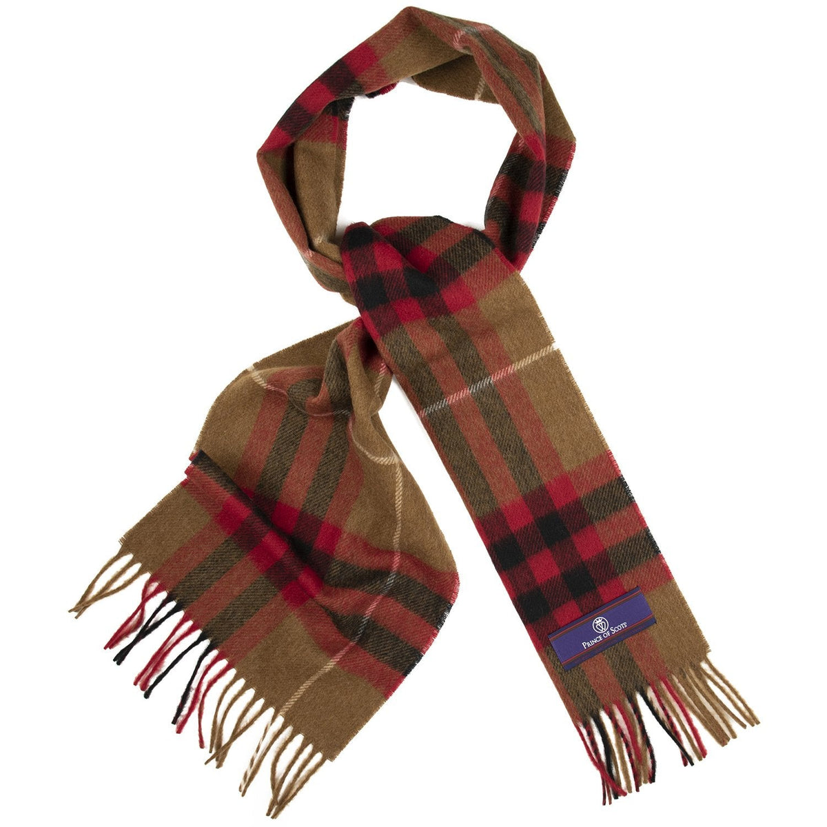 Heritage Plaid Fringed Merino Wool Scarf - Cambridge Camel