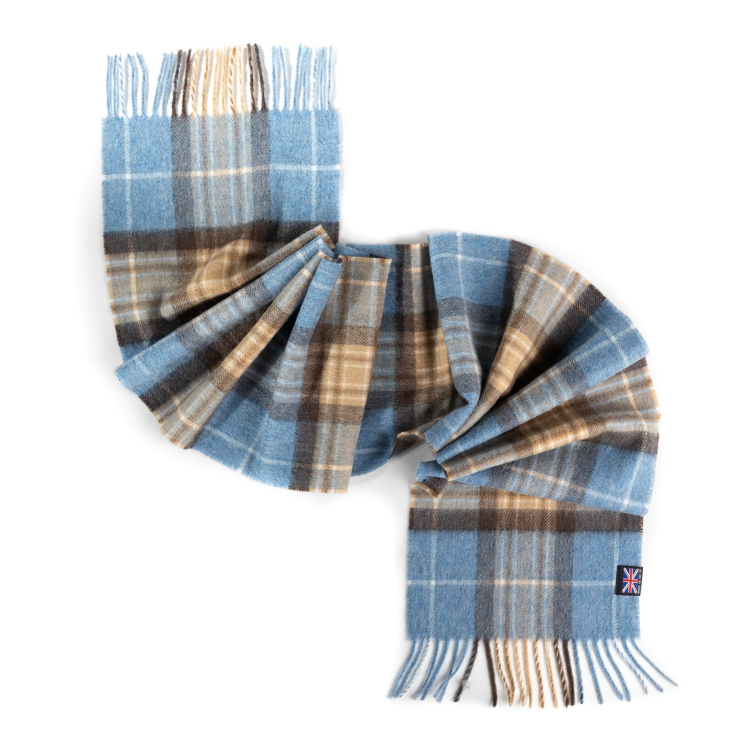 Prince of Scots Fringed Merino Wool Scarf (Blue McKellar)