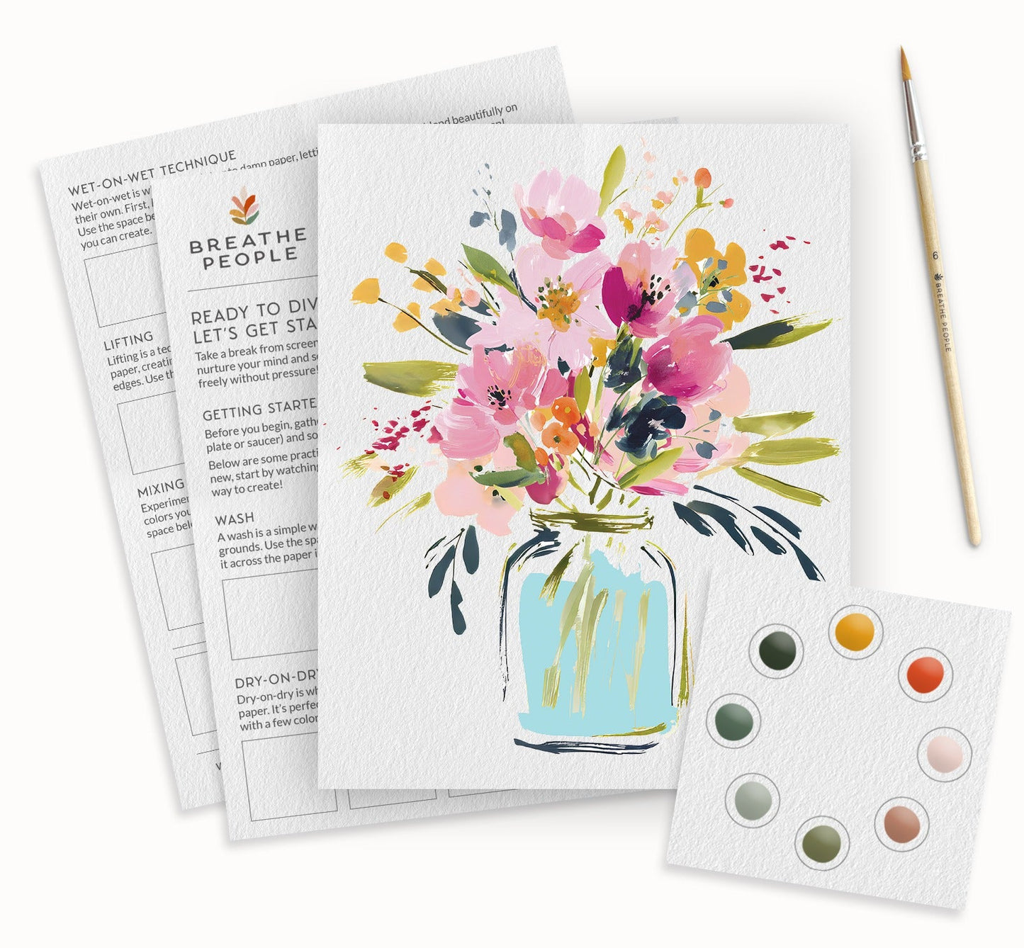 All-In-One Jar of Flowers Watercolor Kit