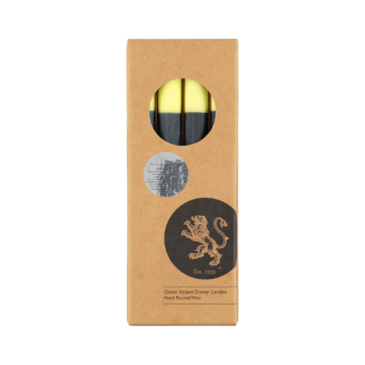 S/4 ABSTRACT Striped Olive, Indigo & Jasmine Dinner Candles