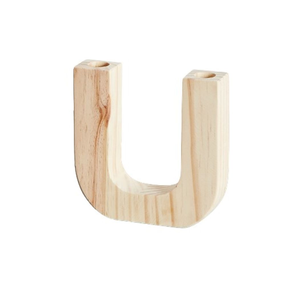 U-Shaped Wooden Double Taper Candlestick Holder