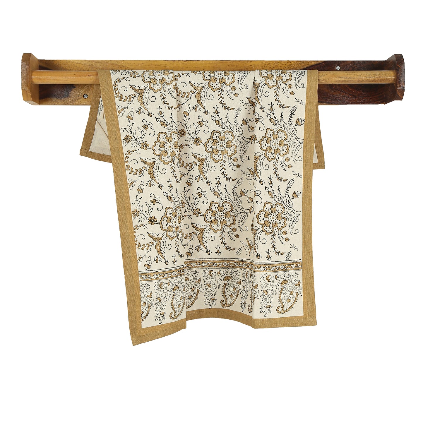 Hand Block Printed Cotton Kitchen Towels | 27″ × 19″ | Set of 2 | Fair Trade | STREAMLINE