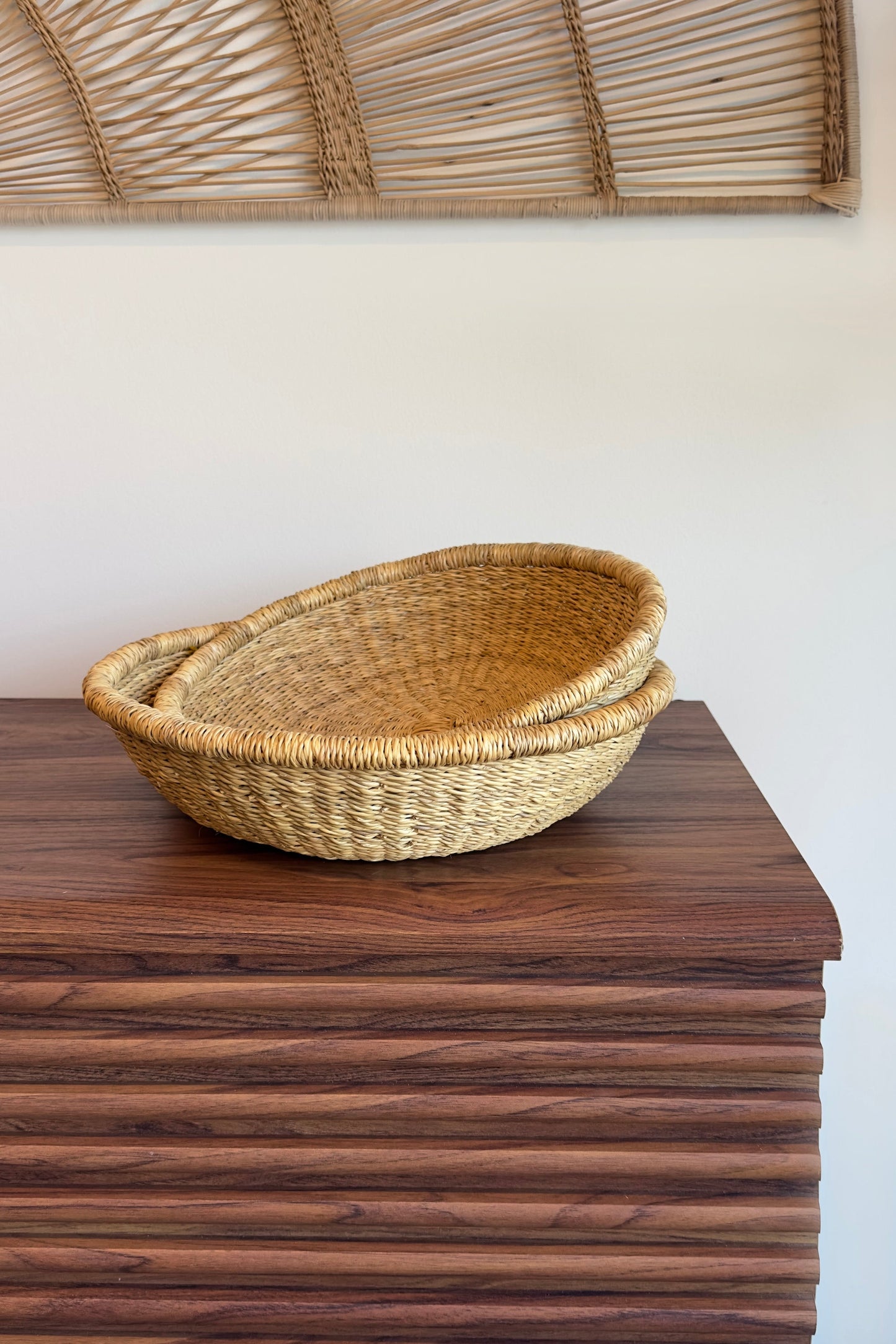 Handwoven Large Tray Basket - Natural