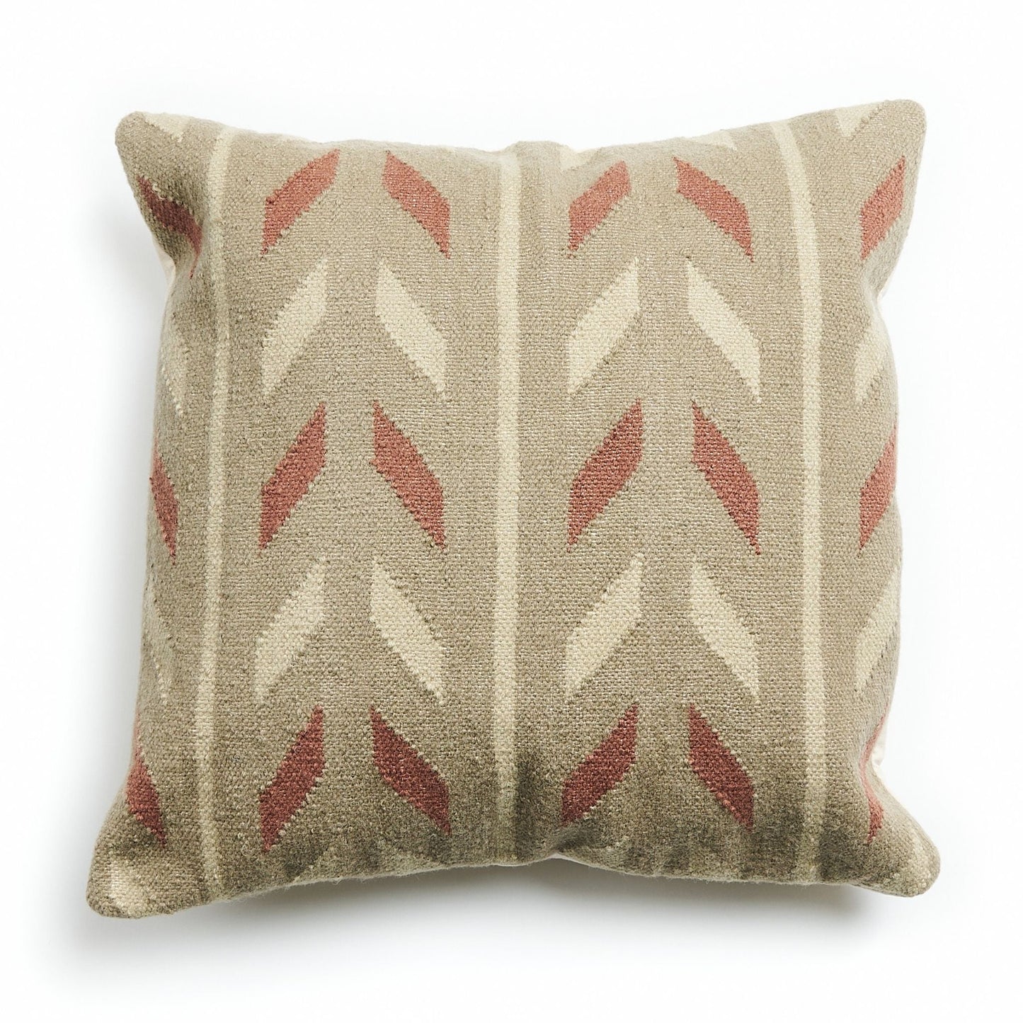 Ero Green Brown Geometric Pattern Hand Woven Large Pillow Cover