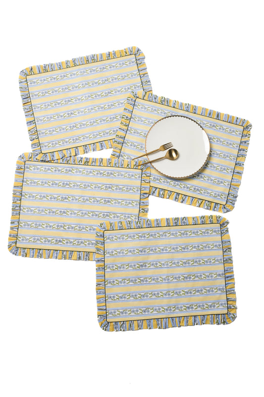 Provence Blockprint Placemat in Butter Yellow