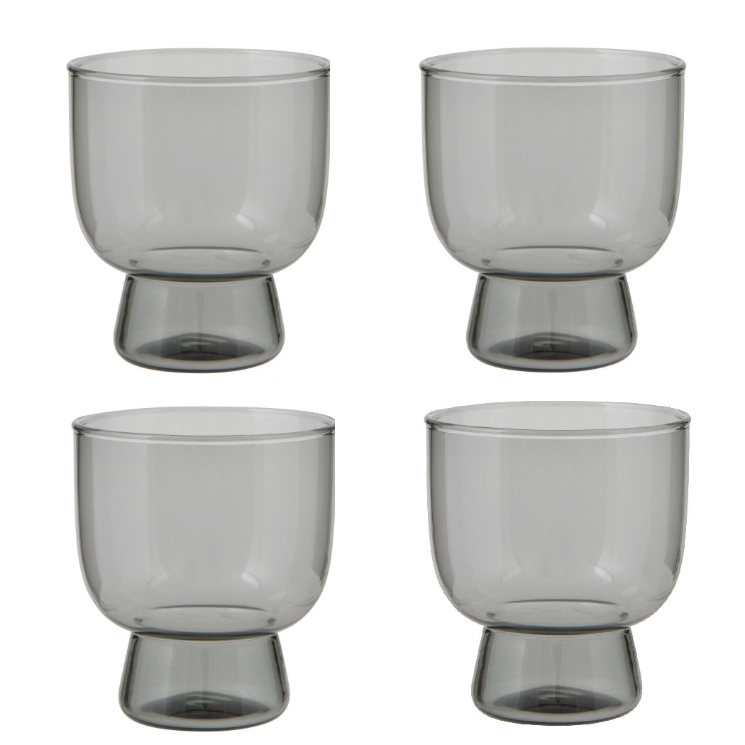 Set of 4 Tumbler 7oz Pedestal Smoke