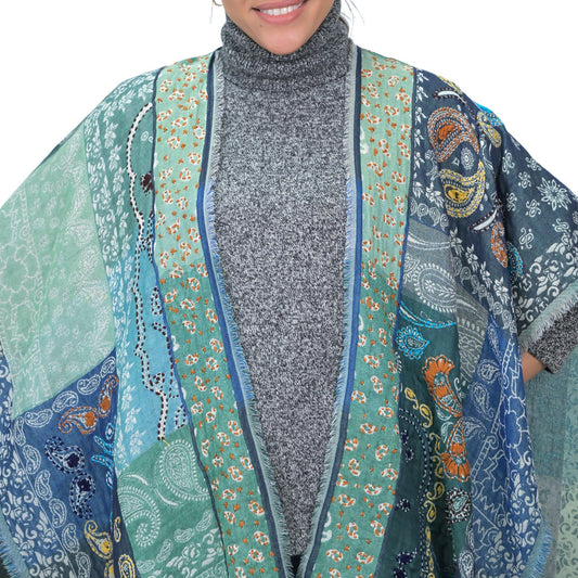 Paloma Multicolor Paisley Poncho - Green