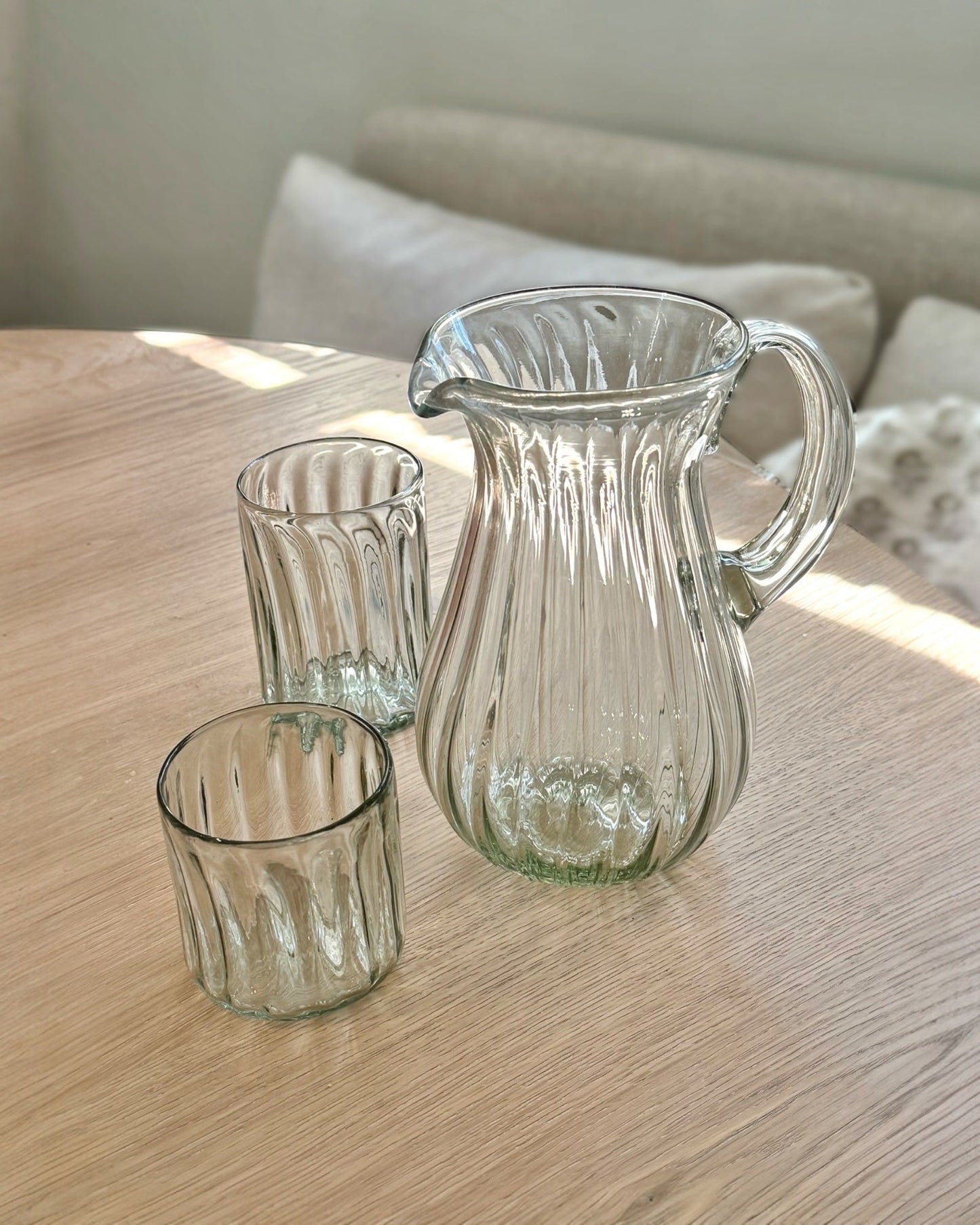 Handblown Fluted Pitcher
