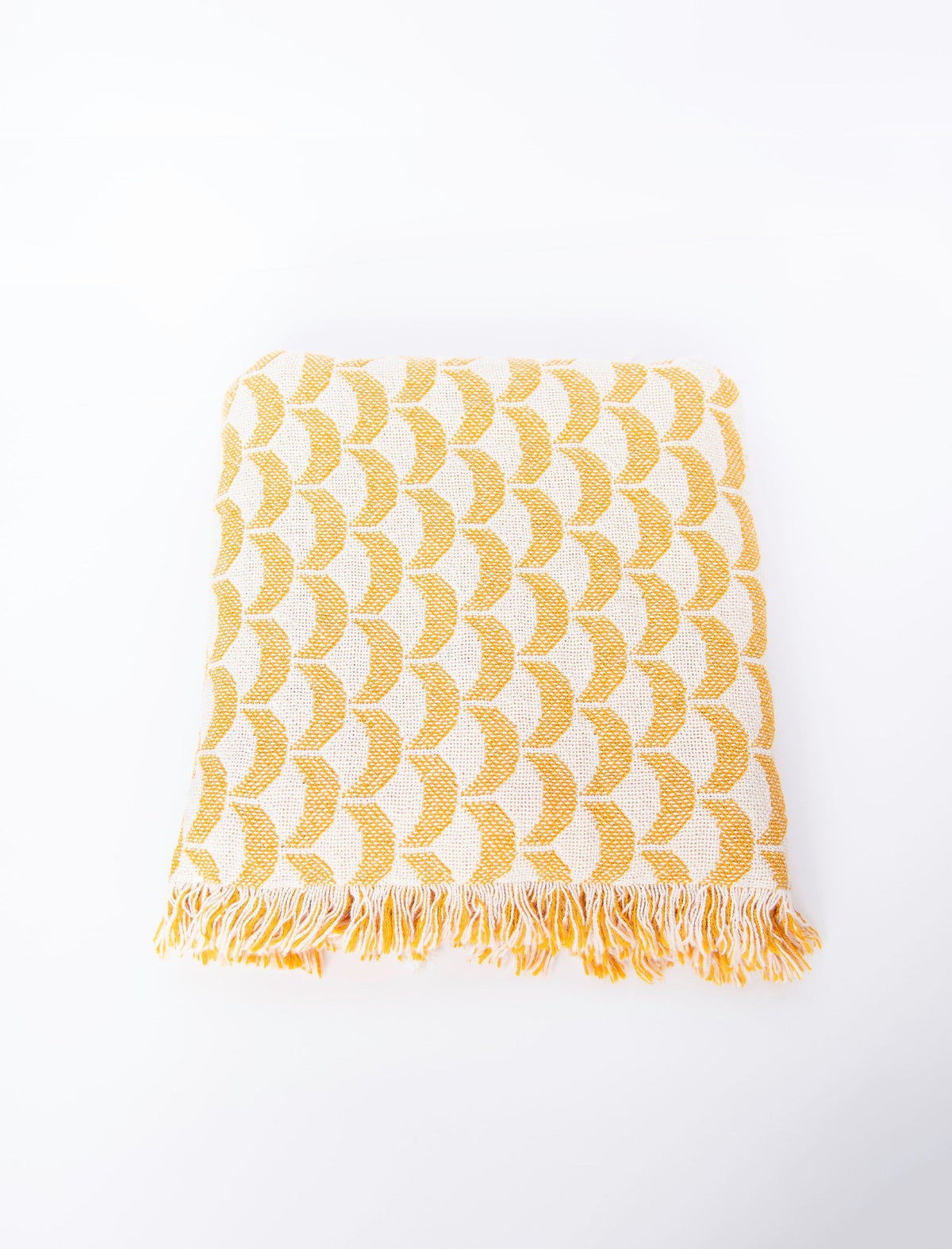 Yellow Scallop Jacquard Woven Throw