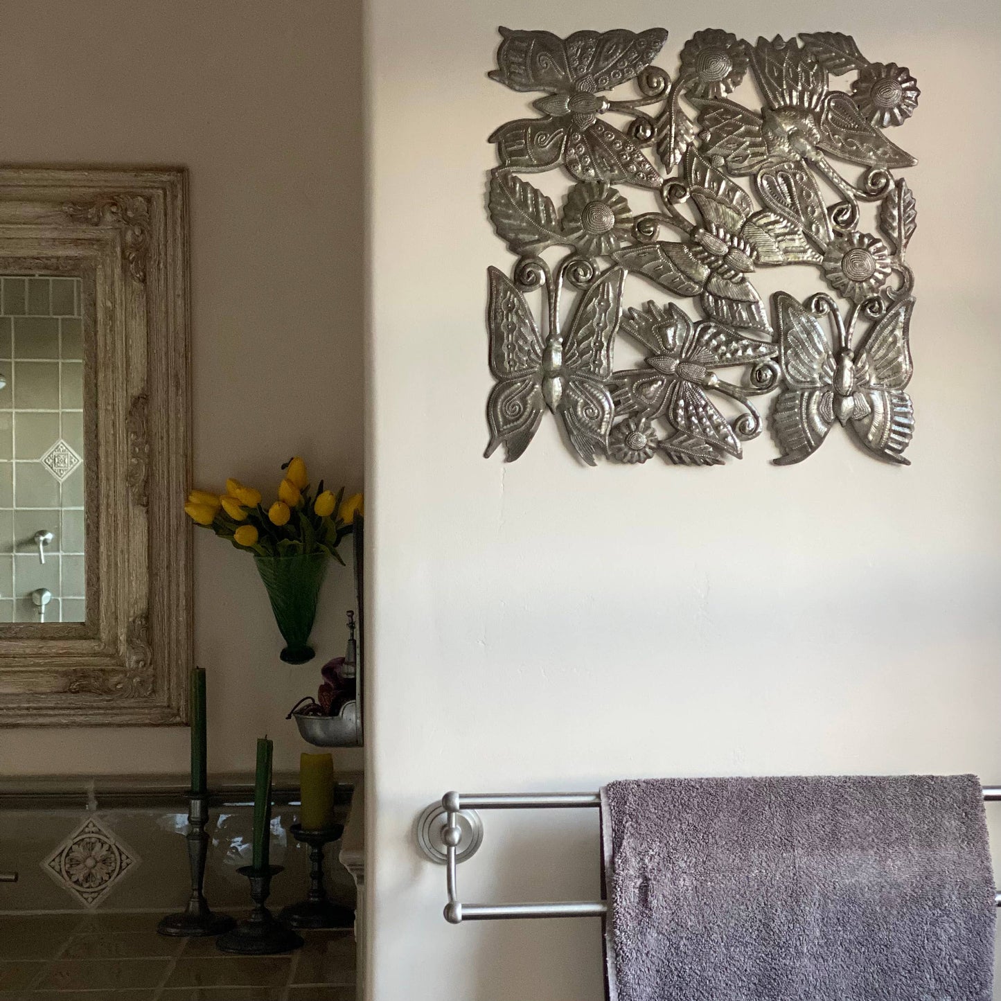 Butterfly, Spring, Metal Wall Art, Haitian Art, 17.25"