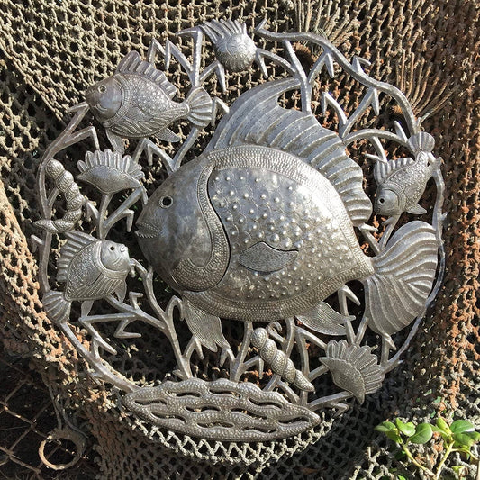 Sea Life Metal Wall Hanging, Fair Trade Recycled 23"