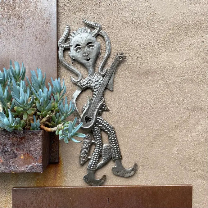 Boy with Guitar, Haitian Fair Trade, Metal Wall Art 6