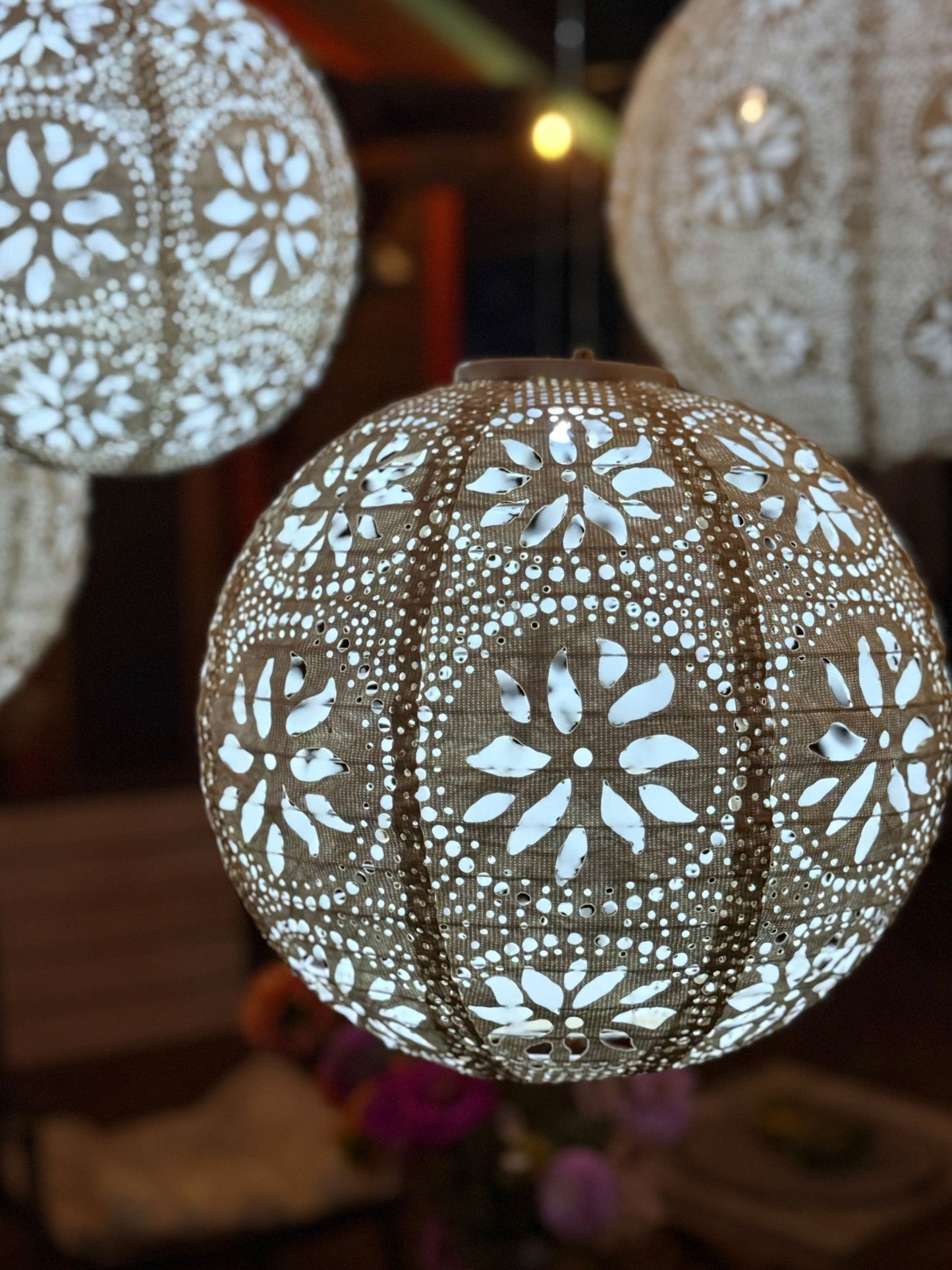 Stella Luxe Globe Boho Pearl 12" LED Lantern (Battery Powered)