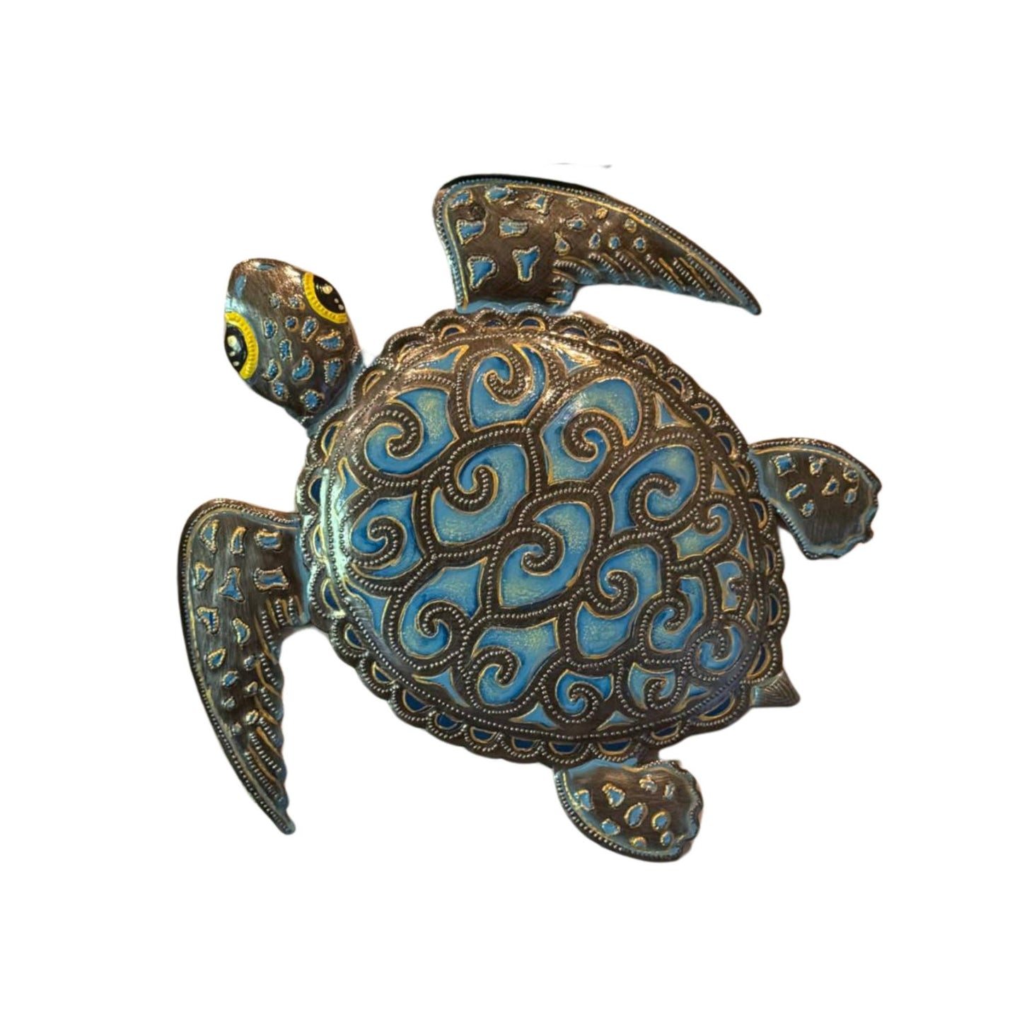 Painted Turtle Turquoise 11.5"  Wall Hanging Art from Haiti