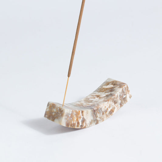Smile Gemstone Incense Holder - Creamy Soapstone