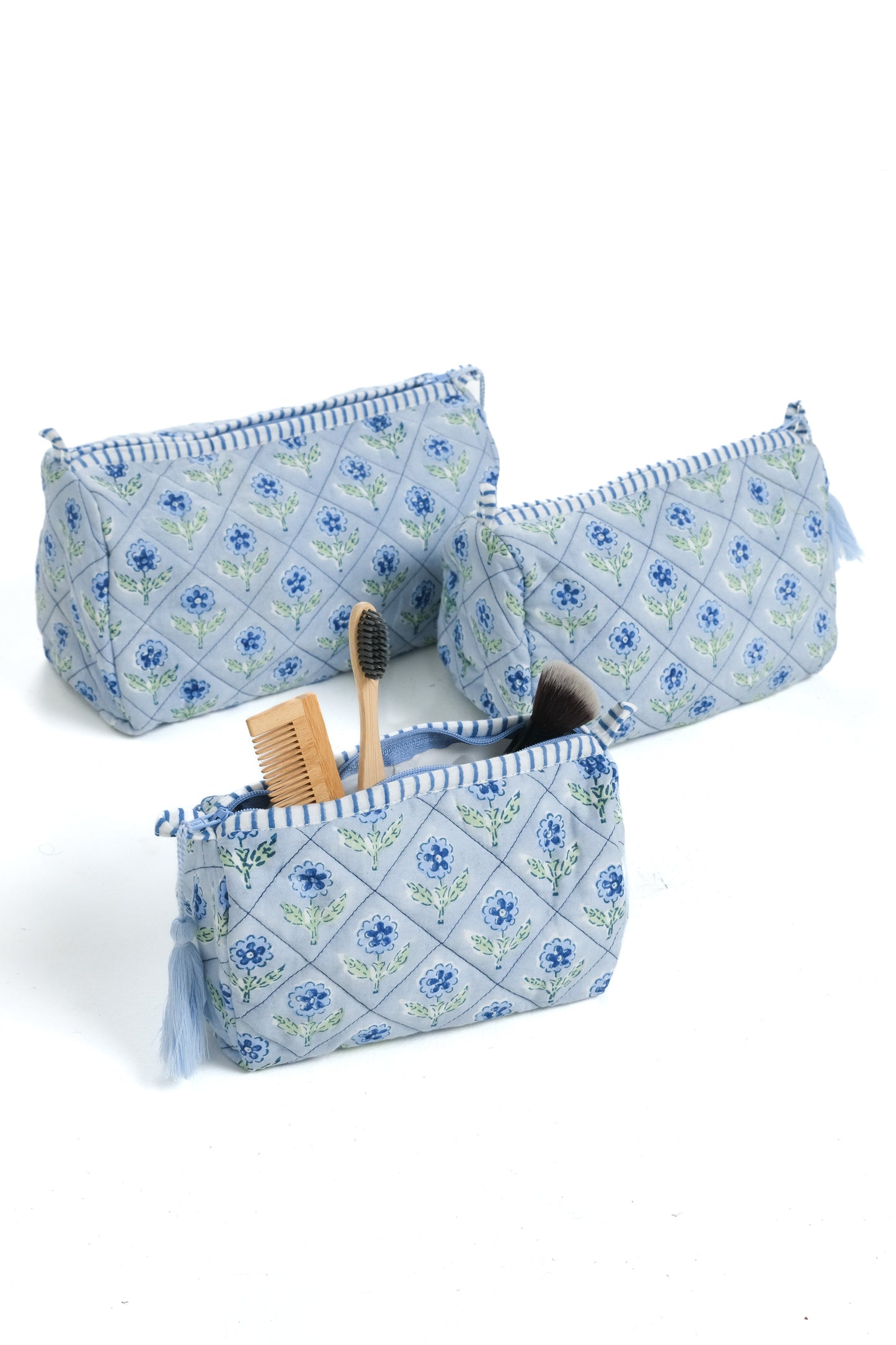 Mona Blockprint Makeup Bag, Set of 3