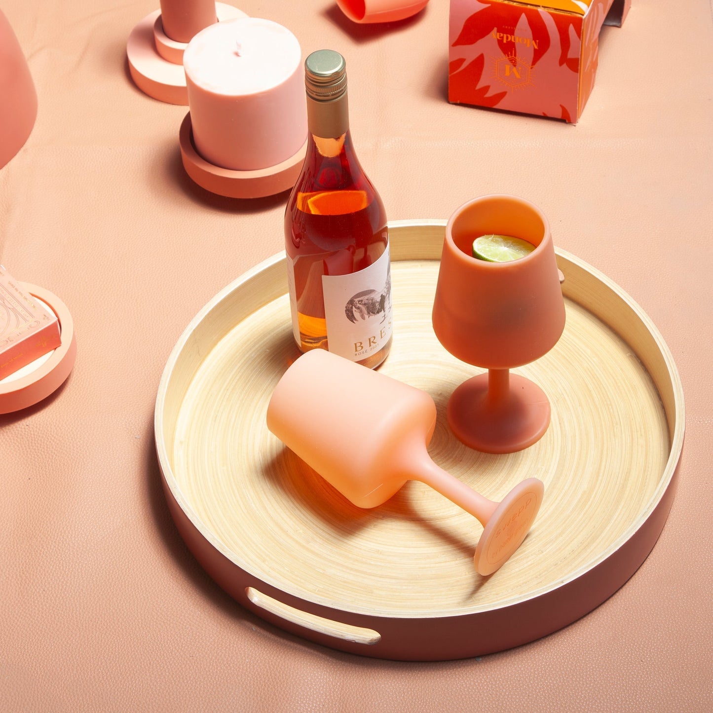 terra + peach | swepp | silicone unbreakable wine glasses