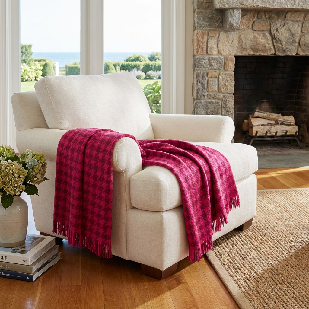 Southampton Home Naturally Weighted Houndstooth Throw - Pink