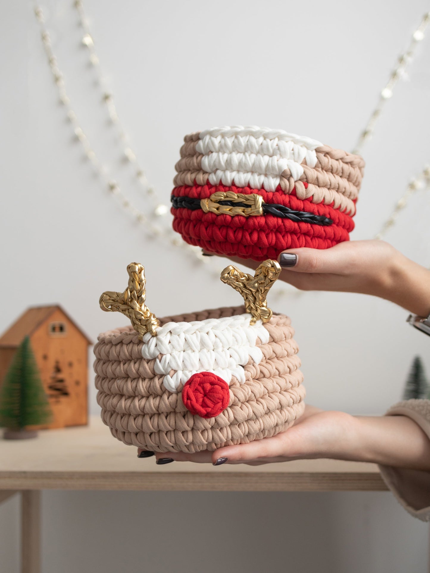 Christmas Deer and Santa Baskets