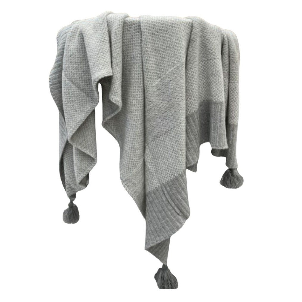 Wool Blended Throw - Grey