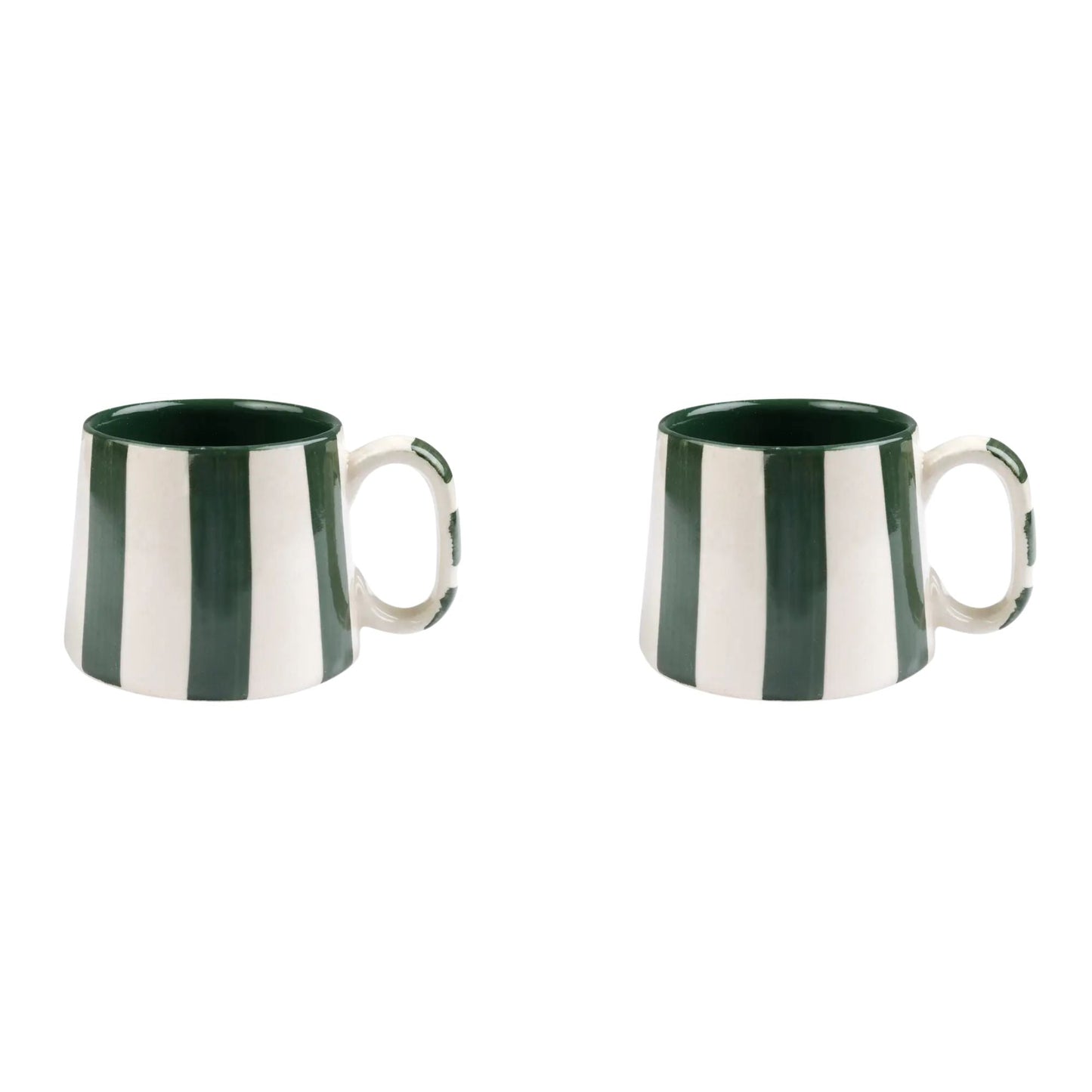 Ceramic Olive Stripe  Coffee cup - 3.5 x 2.5 Inches (Set of 2)