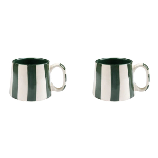 Ceramic Olive Stripe  Coffee cup - 3.5 x 2.5 Inches (Set of 2)