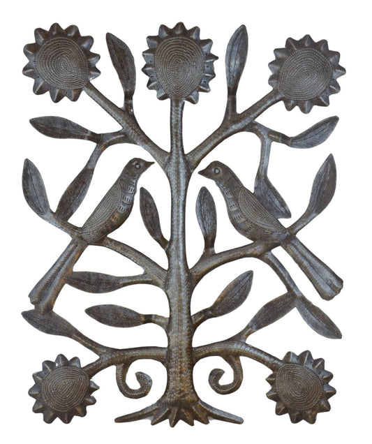 11" X 13" Wedding Gift, Love Birds Tree of Life Haitian Art