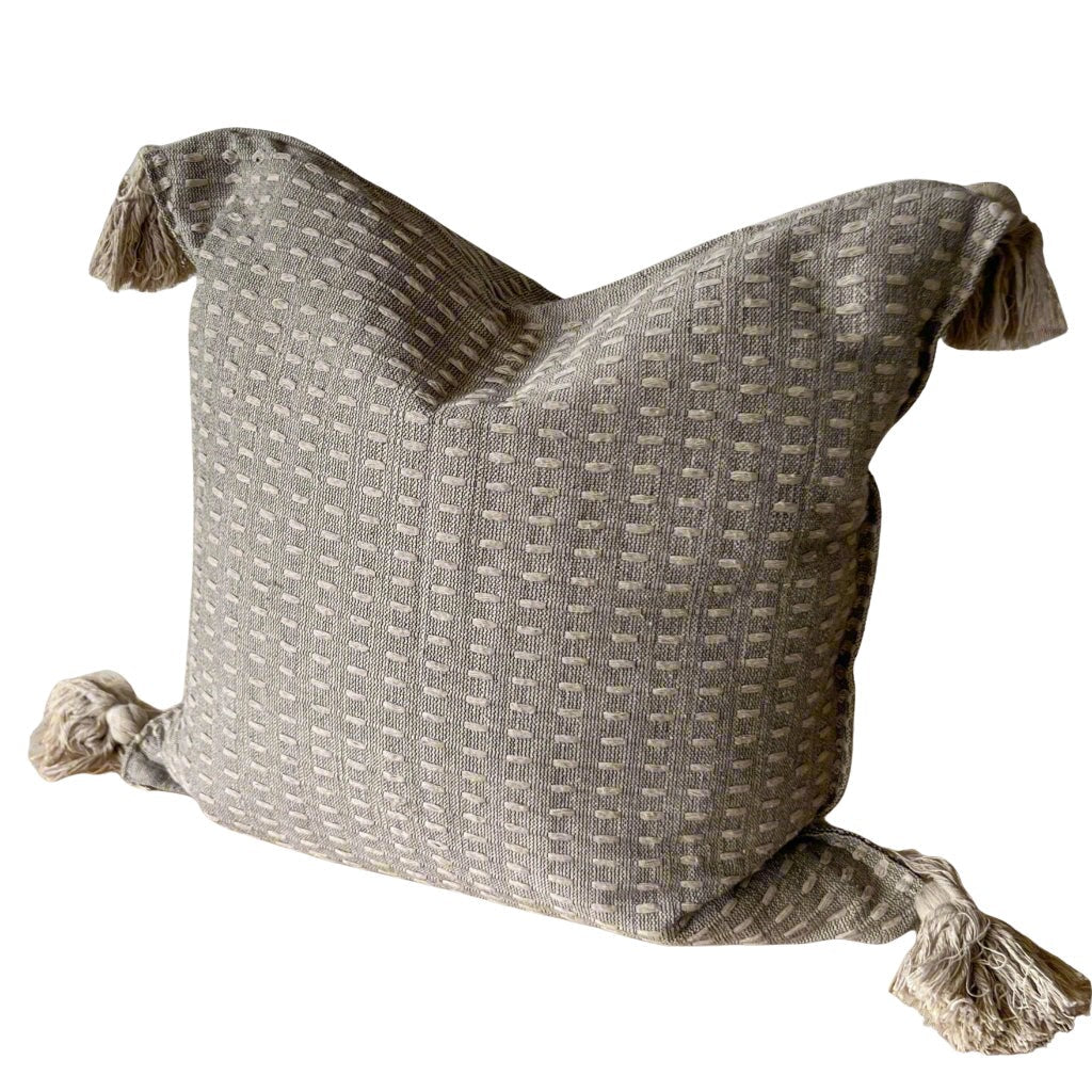 Cotton Tassel Pillow with Oaxaca Weave