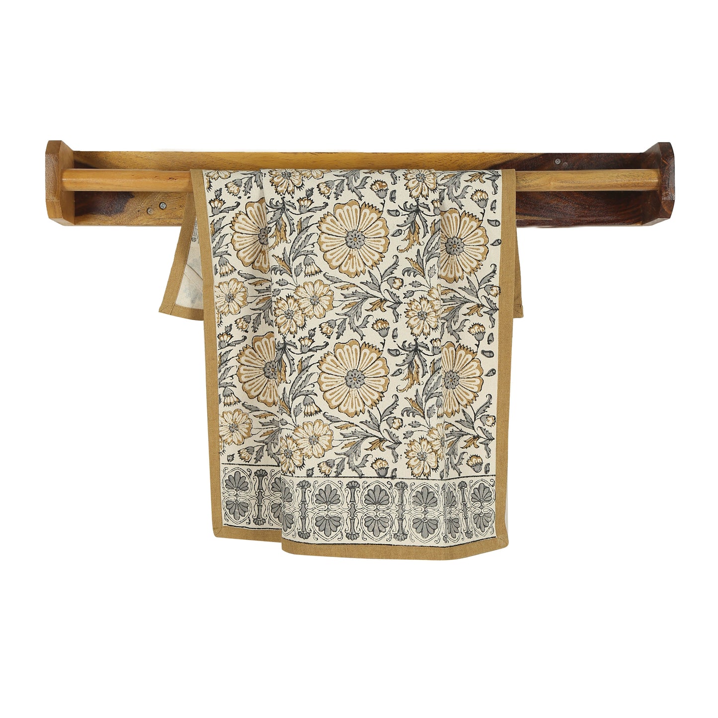 Hand Block Printed Cotton Kitchen Towels | 27″ × 19″ | Set of 2 | Fair Trade | STREAMLINE