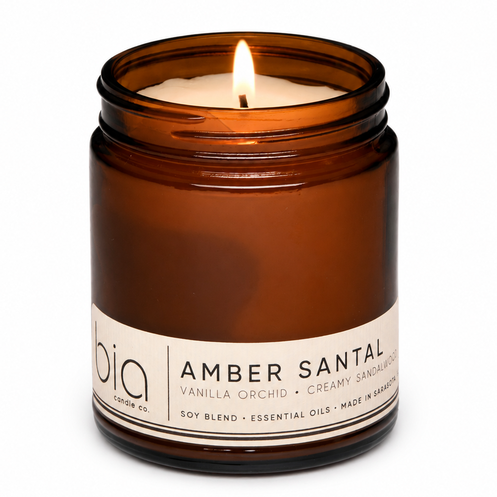 Amber Santal Soy Blend Candle - Amber, Sandalwood & Vanilla Orchid