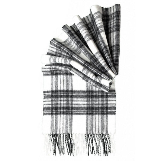 Merino Lambswool Tartan Scarf - Dress Grey Stewart