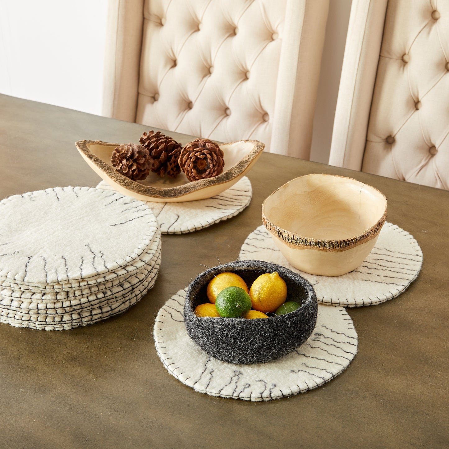 Fine Line Ivory Wool Trivet