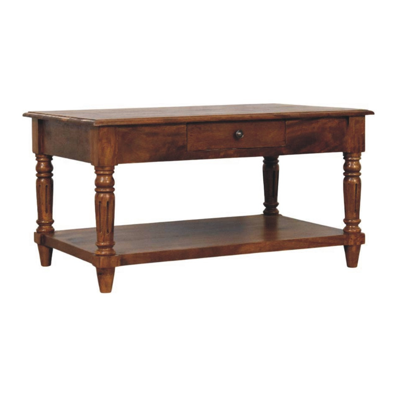 Solid Wood Turned Legs Chestnut Coffee Table