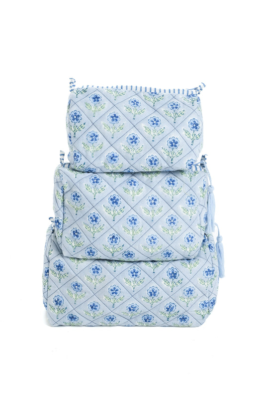 Mona Blockprint Makeup Bag, Set of 3