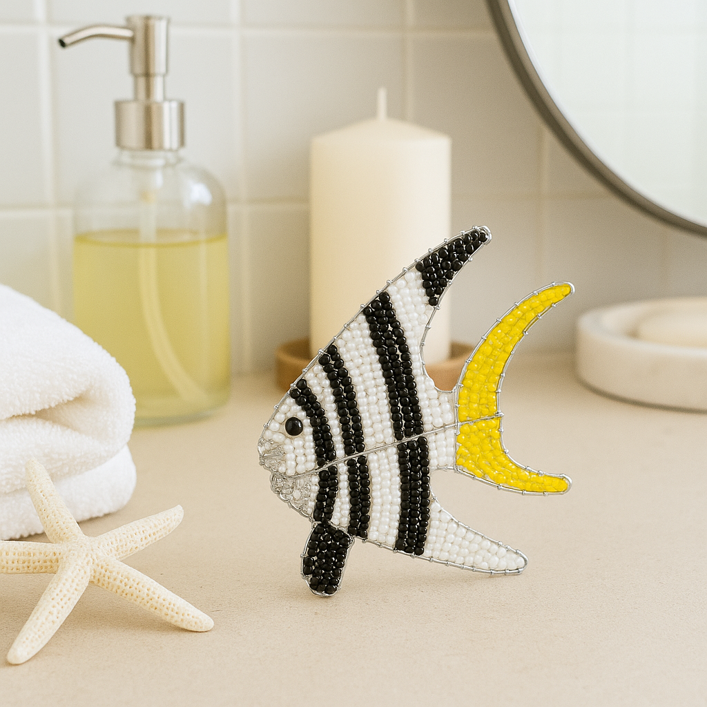 Handmade Beaded Minimal  Angel  Fish – Haitian  Artisan Coastal Décor. (Set of 3)
