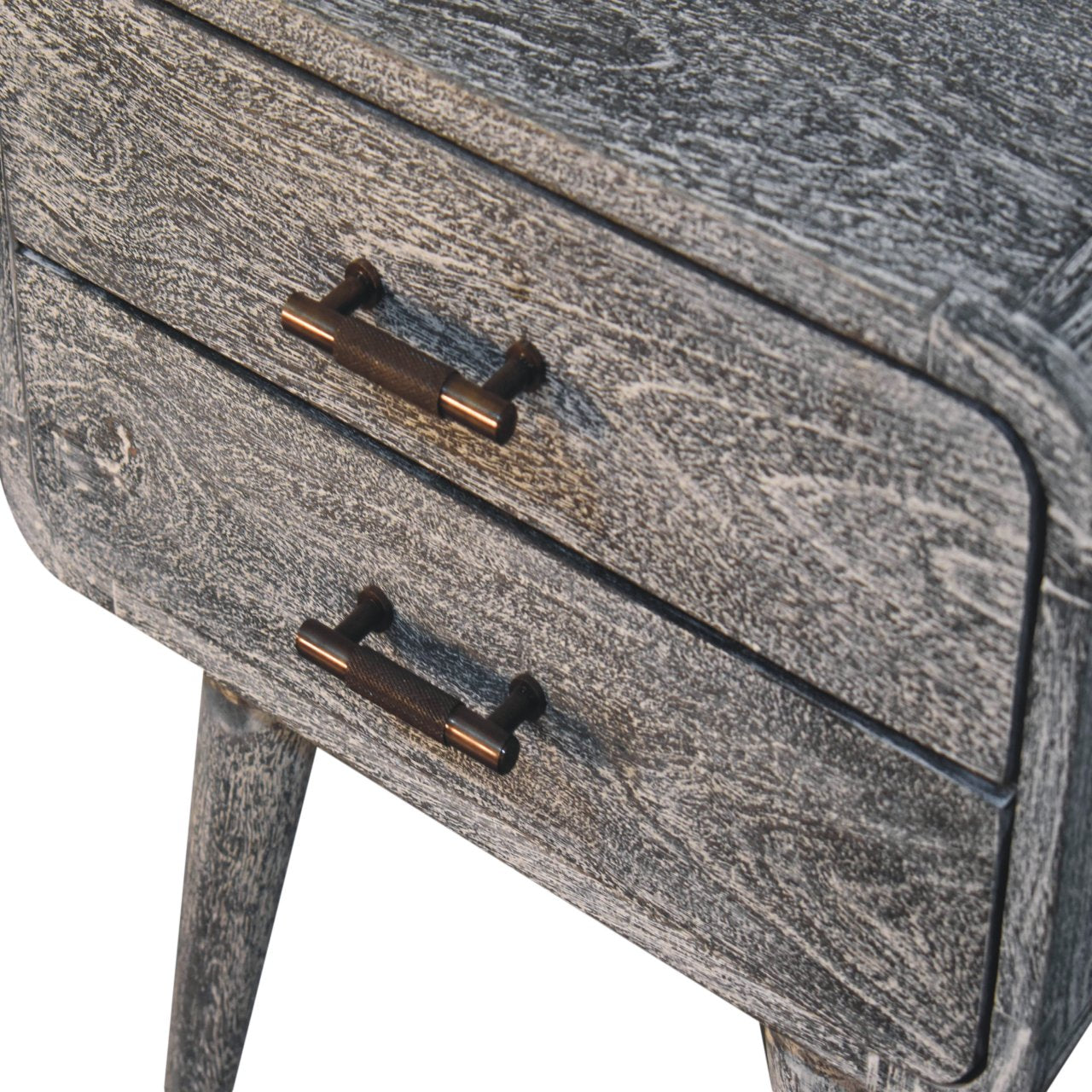 Solid Wood Sandblasted Ash Curved Bedside Table