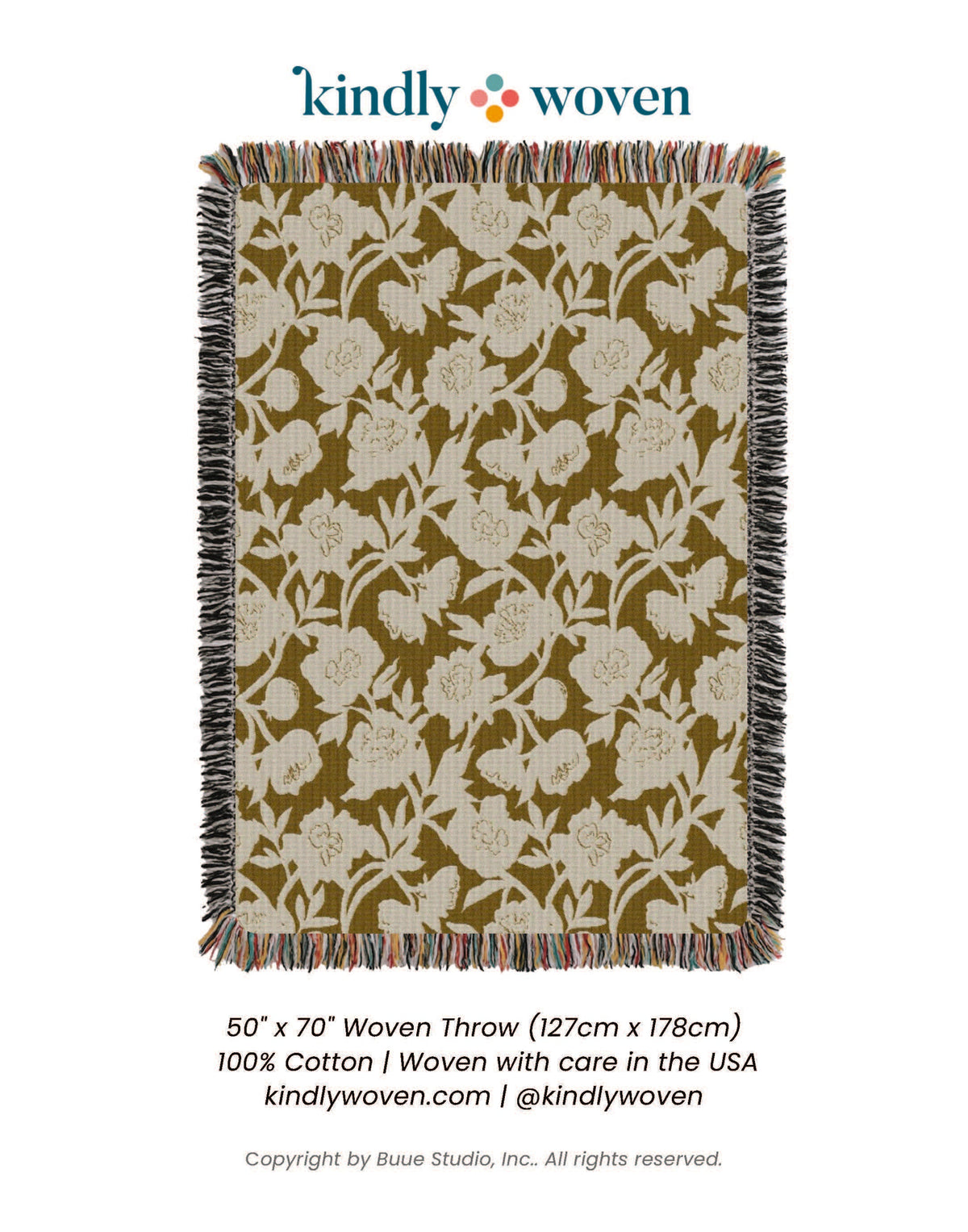 Gold Floral Jacquard Woven Throw
