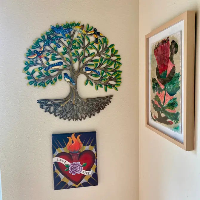 23" Haitian Metal Colorful handmade Tree of Life Wall Decor