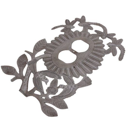Haitian Metal Sunflower Outlet Plate Cover with Dragonflies