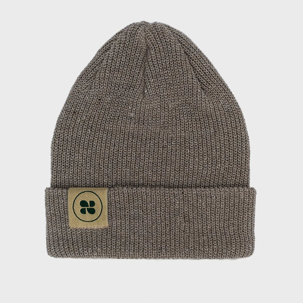 Eco-conscious beige beanie made with recycled fabrics