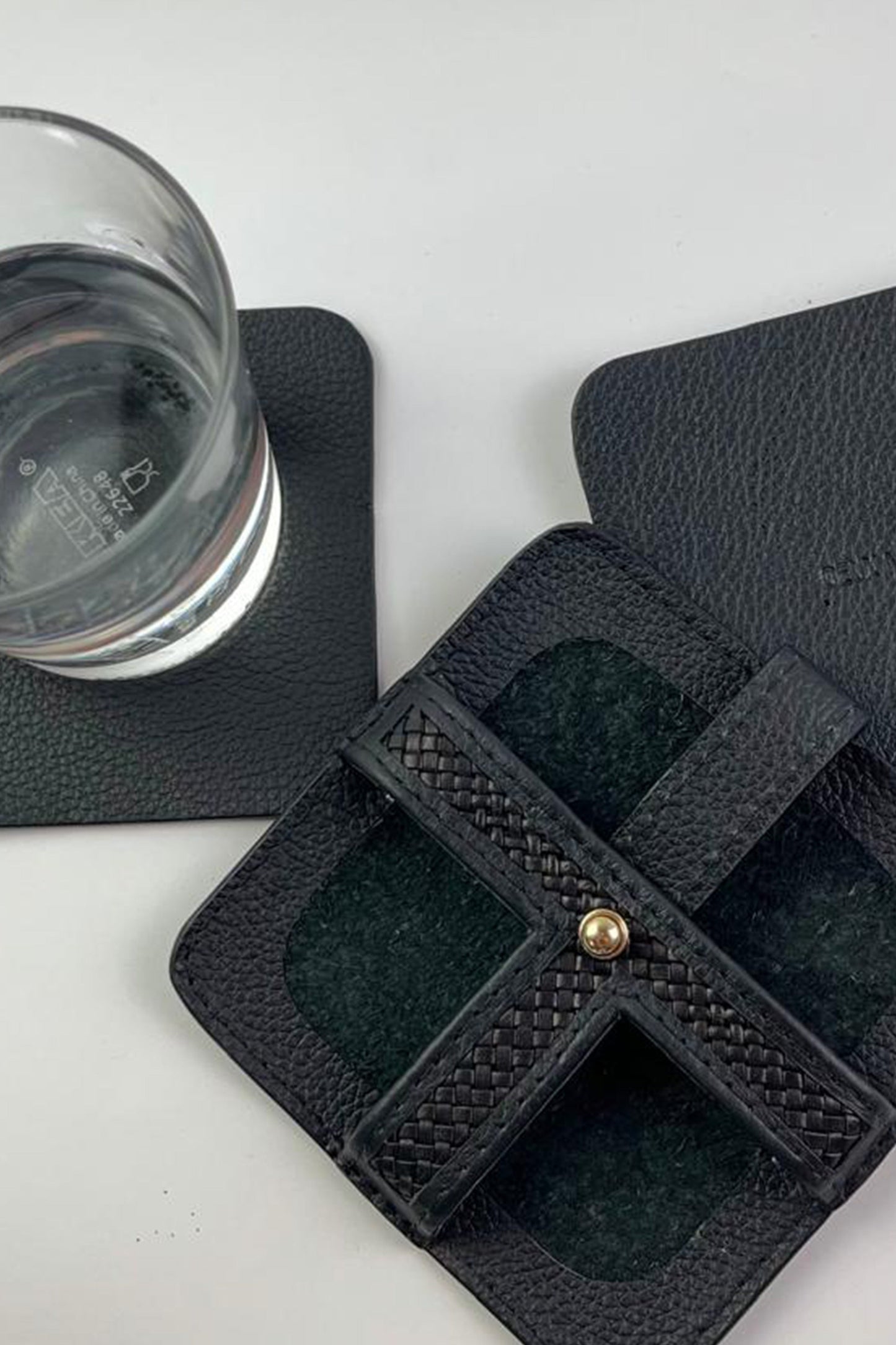 Woven Square Coasters  (Set of 4 with Holder)