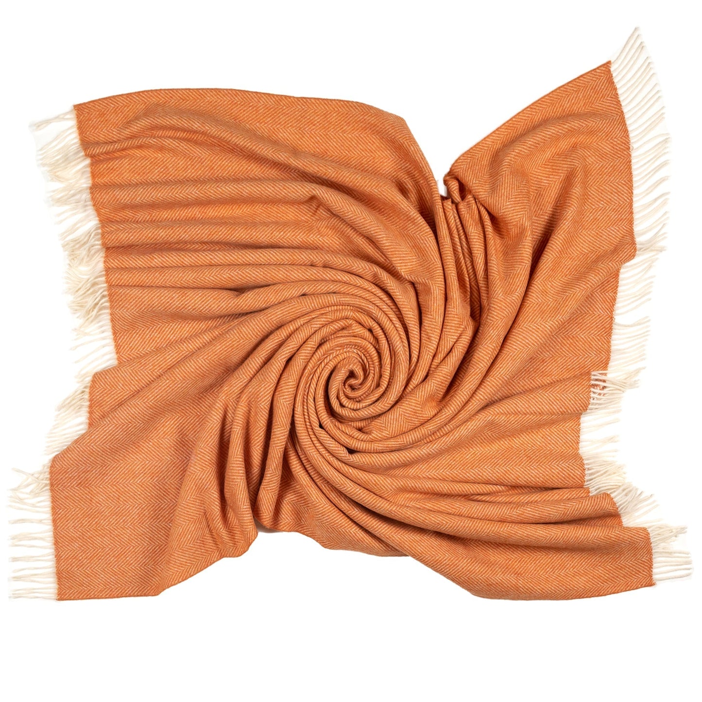 Southampton Home Merino Wool Herringbone Throw - Heirloom Tomato