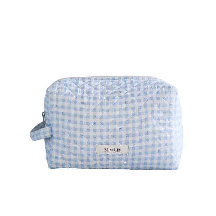 Gingham Blue Make-up Pouch - Large