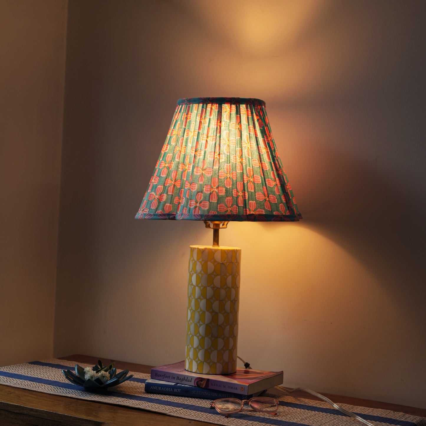 Scalloped Petals Handblocked Cotton Lampshade