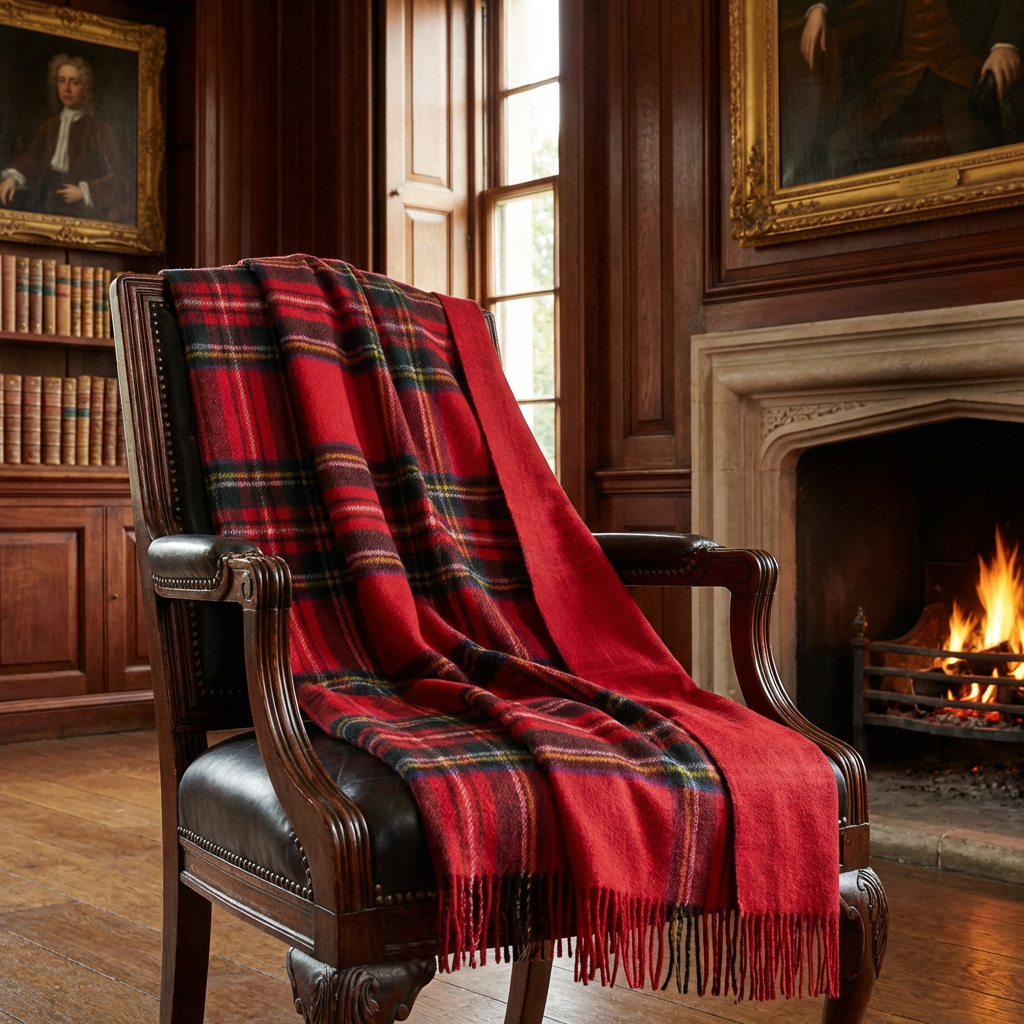 Prince of Scots Double Merino Reversible Throw (Royal Stewart)